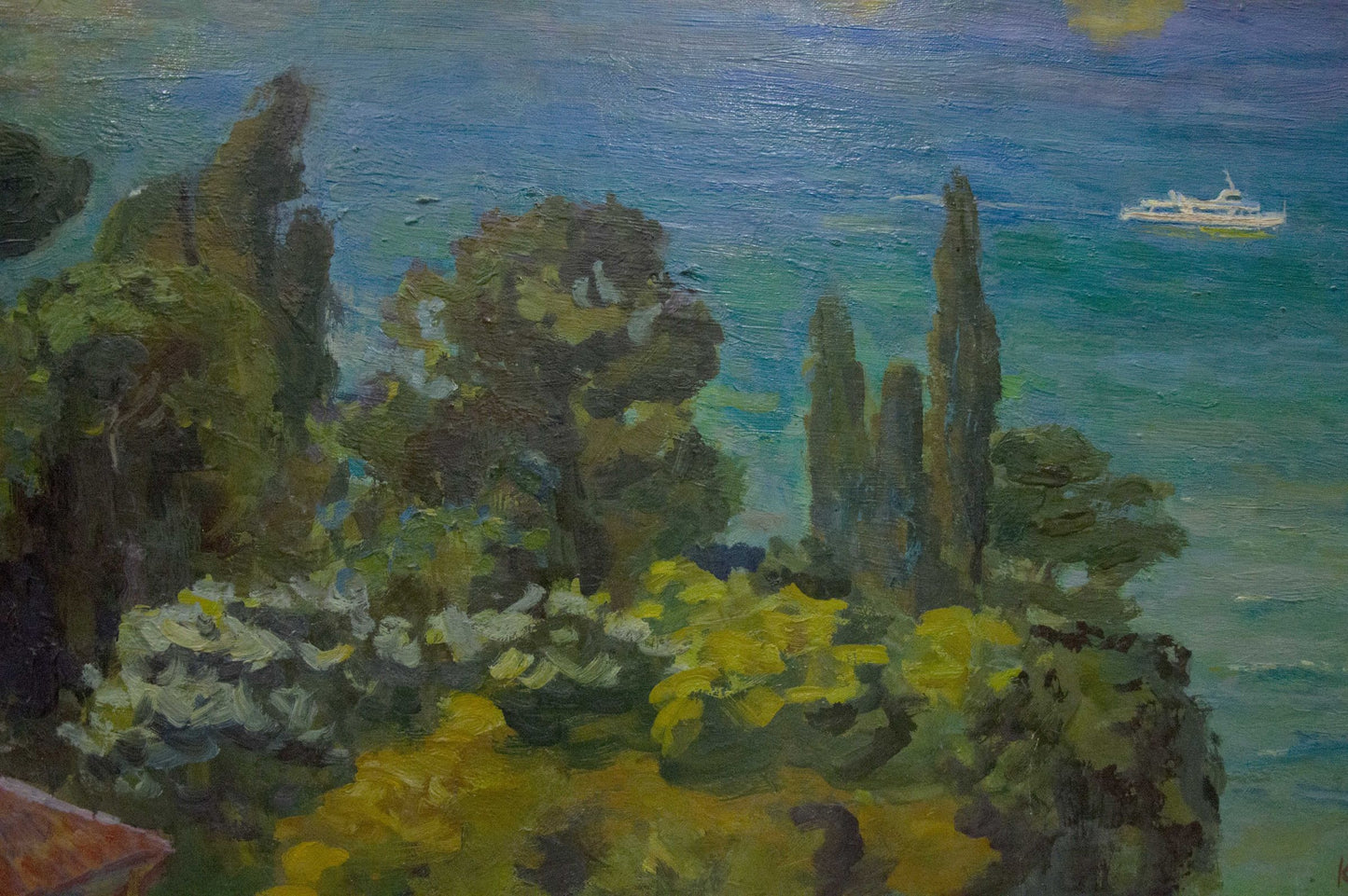Oil painting City near the sea Kogan Boris Matveevich