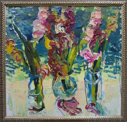 Oil painting Three different bouquets Sergey Dupliy