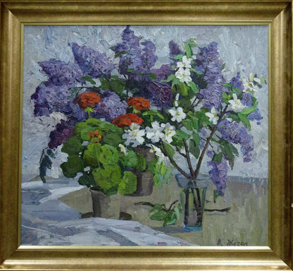 Oil painting Lilac bouquet Zhugan Vladimir Alexandrovich