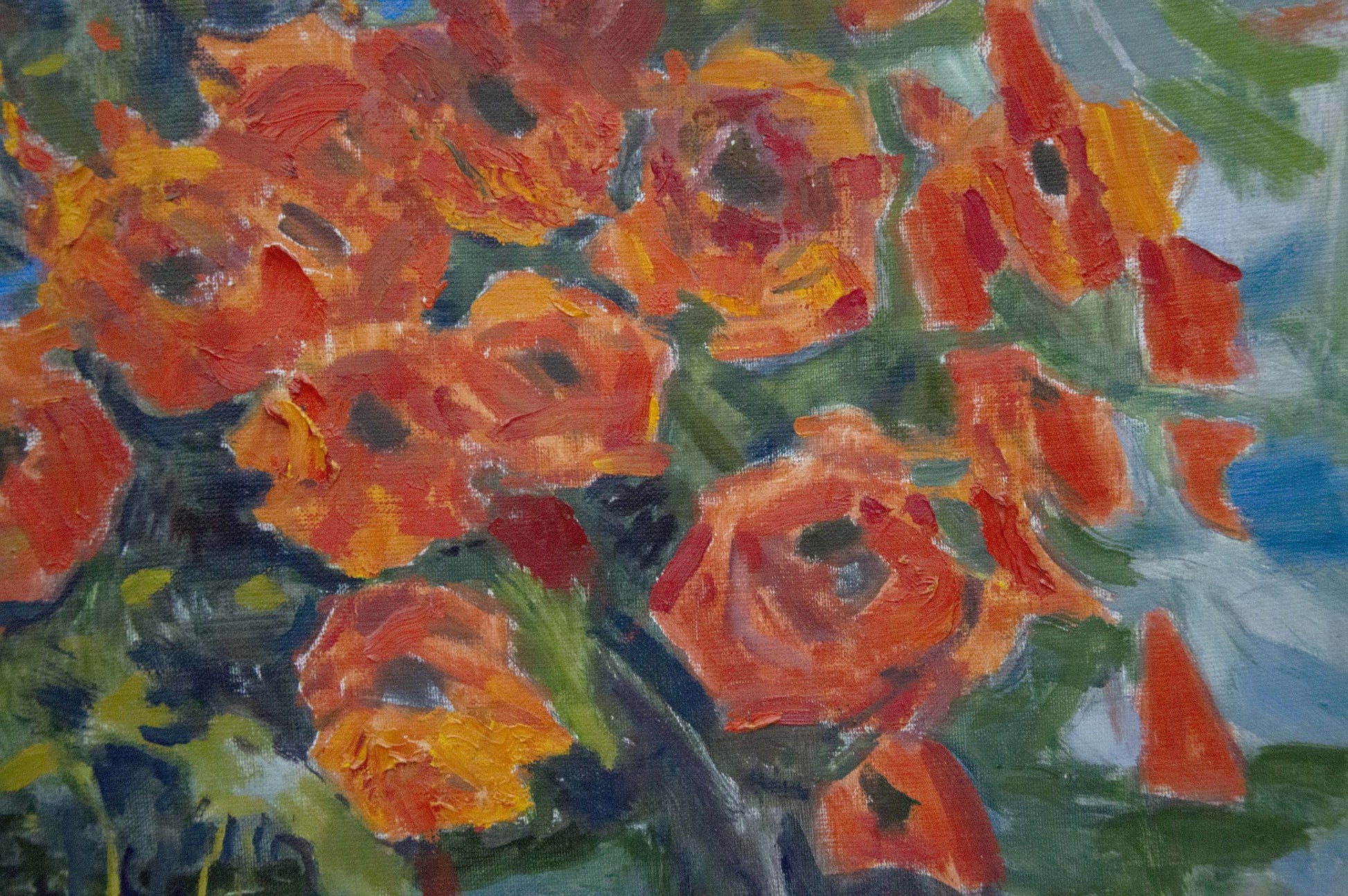 Oil painting showcasing poppies by Stepan Filippovich Golub