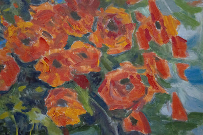 Oil painting showcasing poppies by Stepan Filippovich Golub