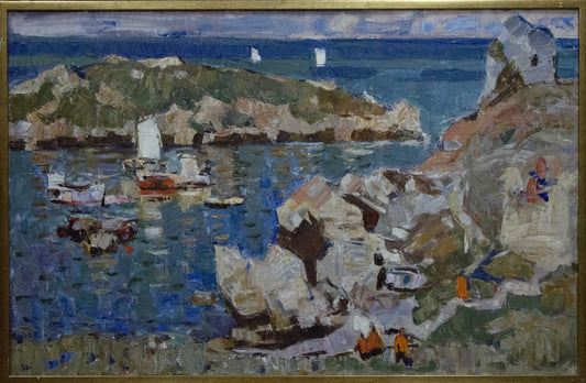 Oil painting Sail to the ferry Konovalov Yuri Alexandrovich