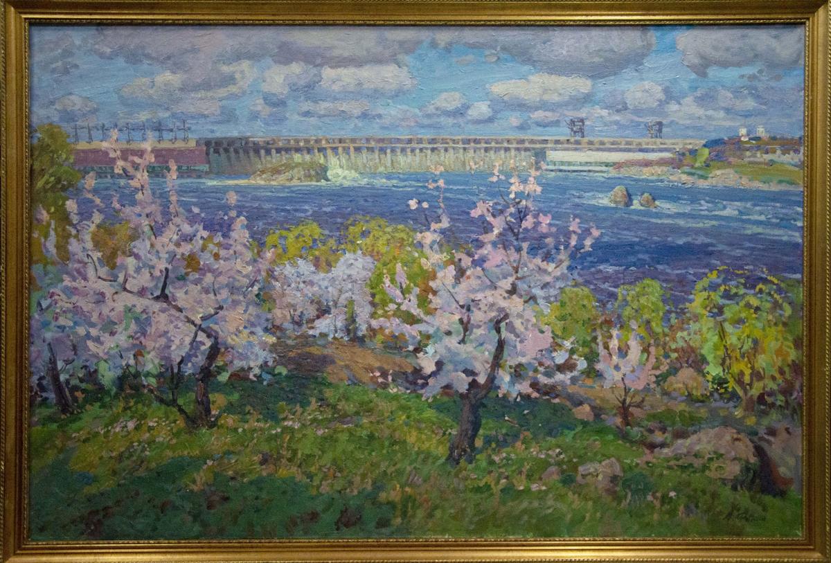 Oil painting Garden by the shore Fomin Anatoly Nikiforovich