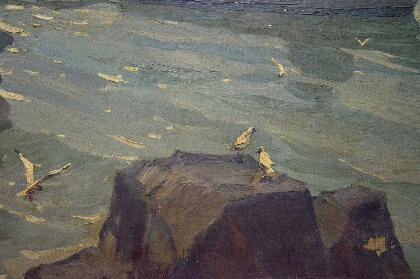 Oil painting Night coast