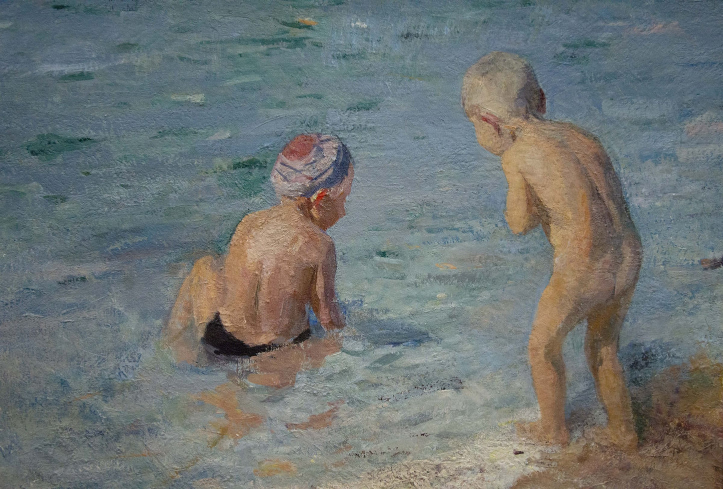 Oil painting Children by the sea Naumova Tamara Sergeevna