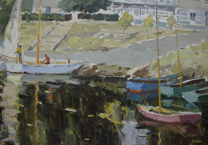 Oil painting Boats near the shore Yarovoy Stepan Kalinovich