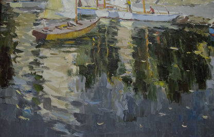 Oil painting Boats near the shore Yarovoy Stepan Kalinovich