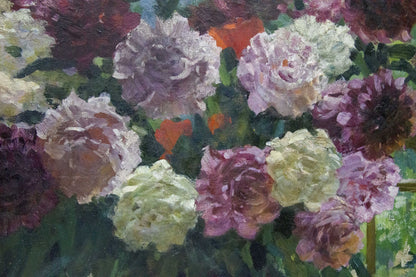 White and pink Danylyshyn flowers oil painting.