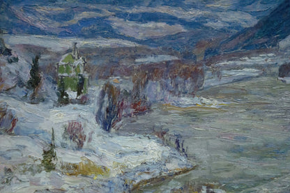 Oil painting Winter landscape Kontratovich Ernest Rudolfovich