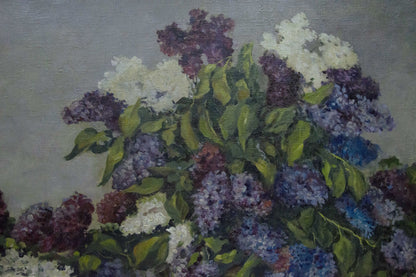 Oil painting Two baskets of lilacs Unknown artist