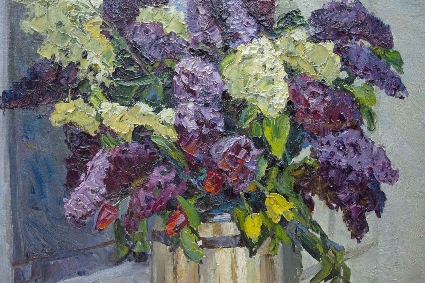 Oil painting Flowers by the window Kolomoitsev Petr Mikhailovich