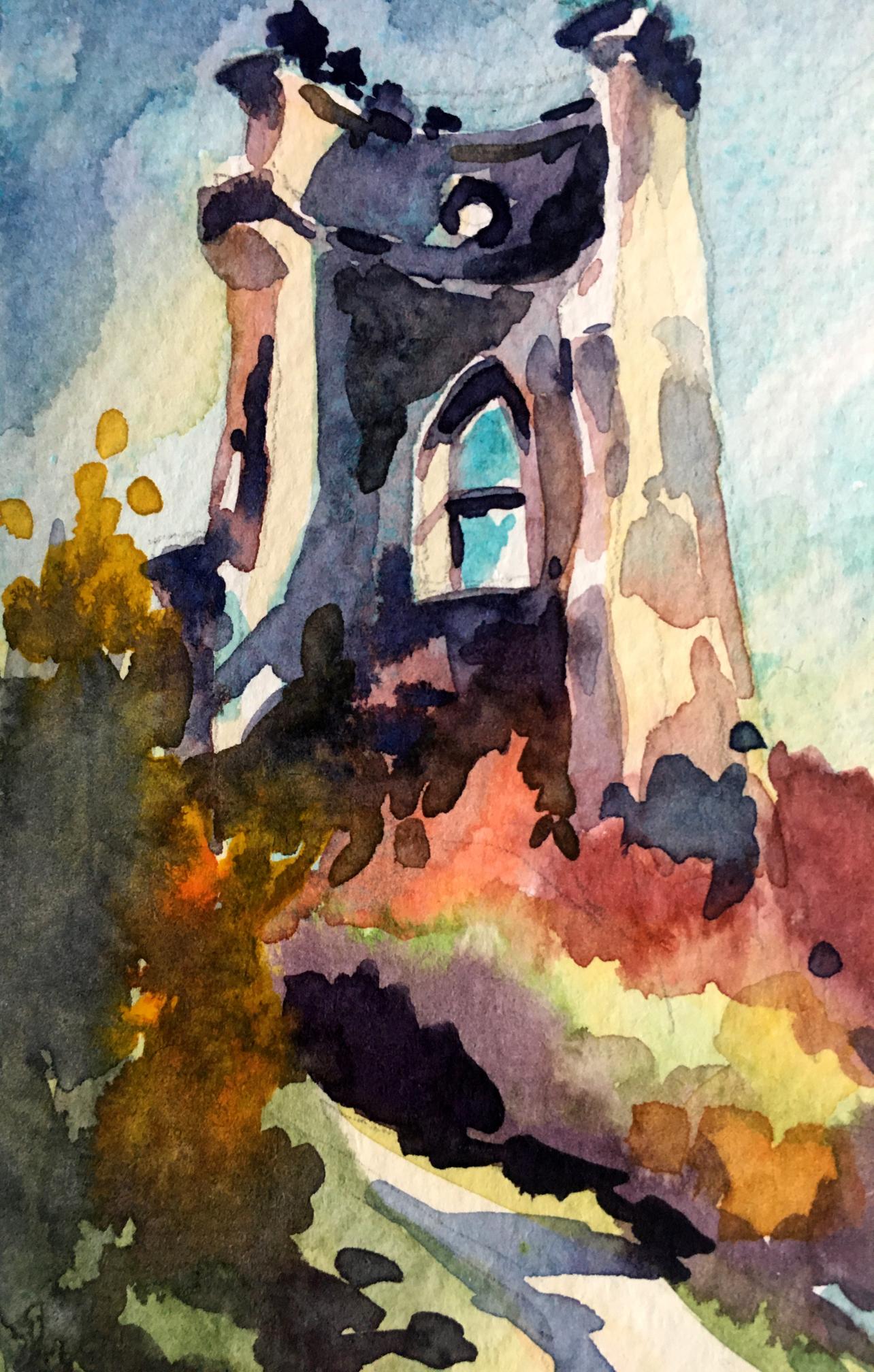 Watercolor painting Old castle Svetlana Gramm