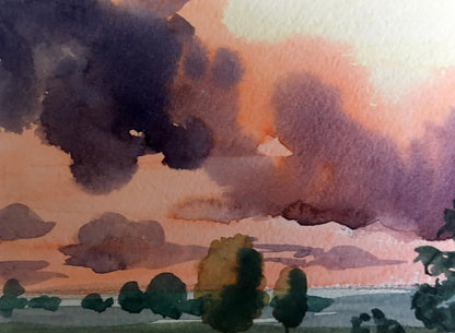 Watercolor painting Sunset Svetlana Gramm