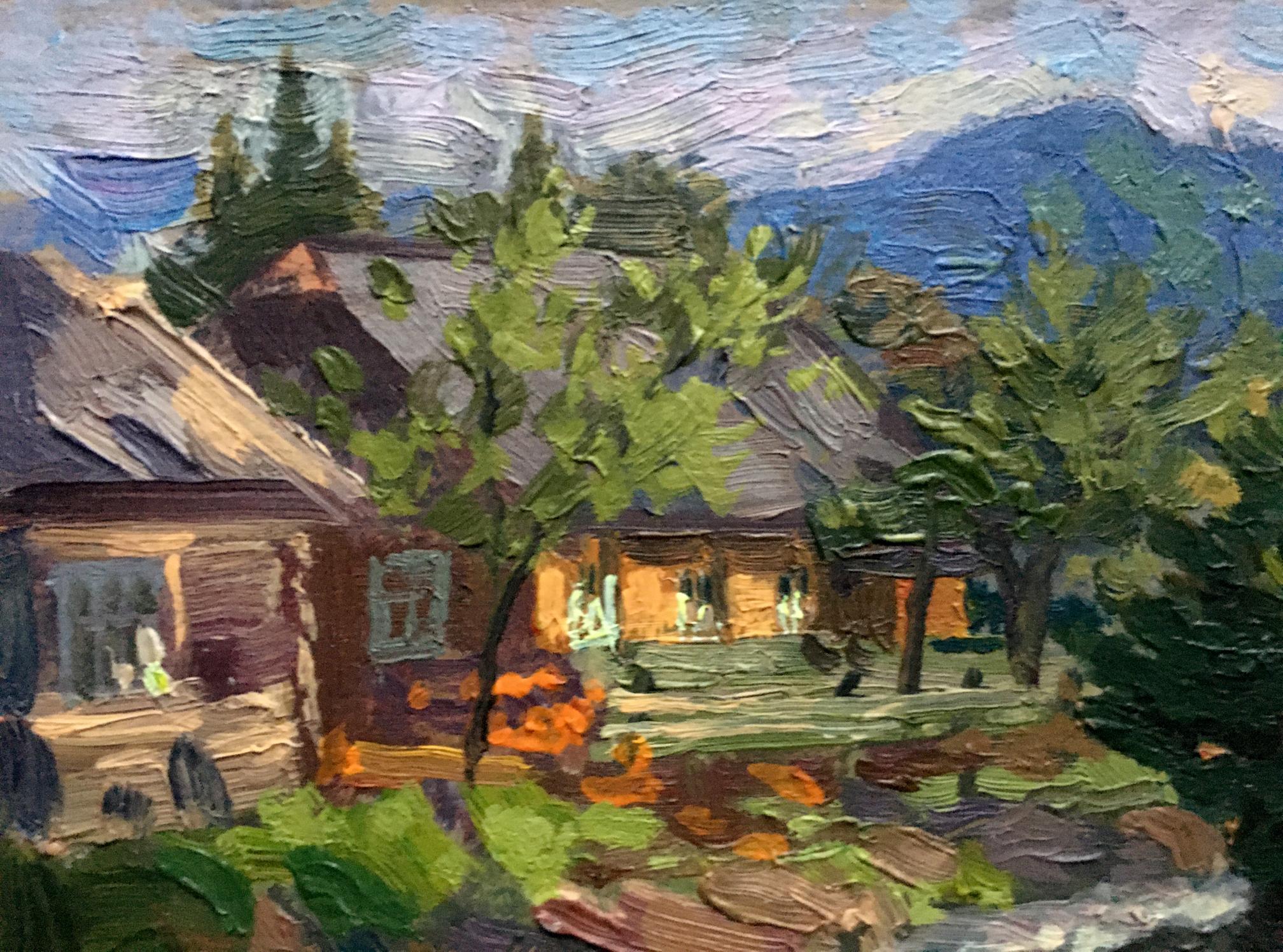 Oil painting Transcarpathian village Batrakov Vladimir Grigorievich