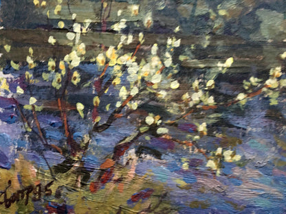 Oil painting Spring river along the forest Vladimir Batrakov