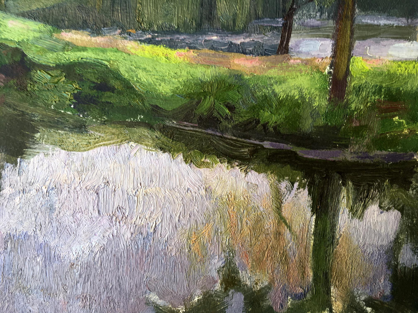 Oil painting Spring lake in the forest Vladimir Batrakov