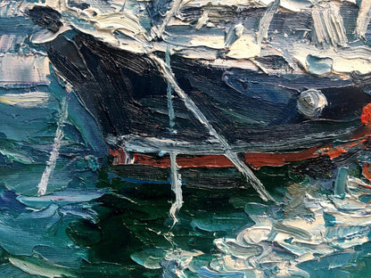Oil painting Near the pier Alexander Nikolaevich Cherednichenko