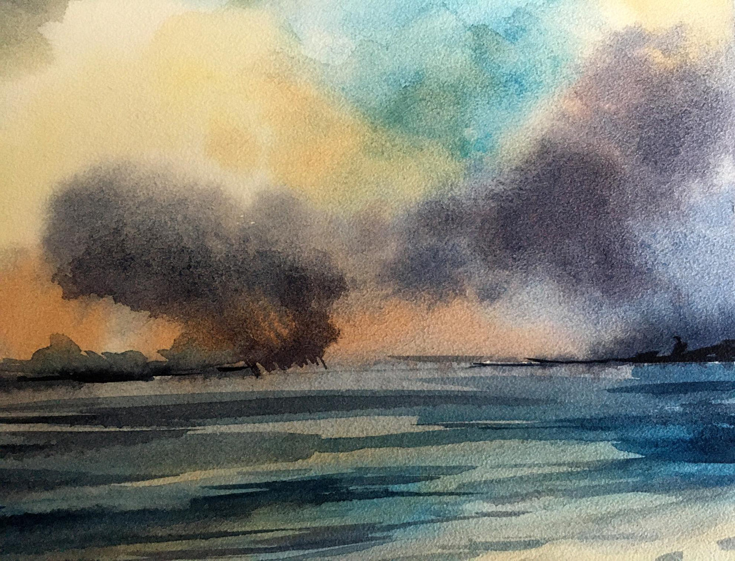 Watercolor painting Storm in the Black Sea Svetlana Gramm