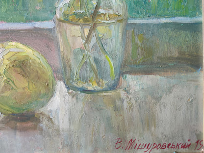 Oil painting Tulips and apples Mishurovsky V. V.