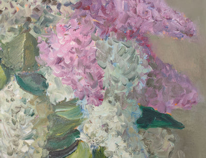 V. V. Mishurovsky's oil painting evokes the delicate hues of the "Lilac Mood"