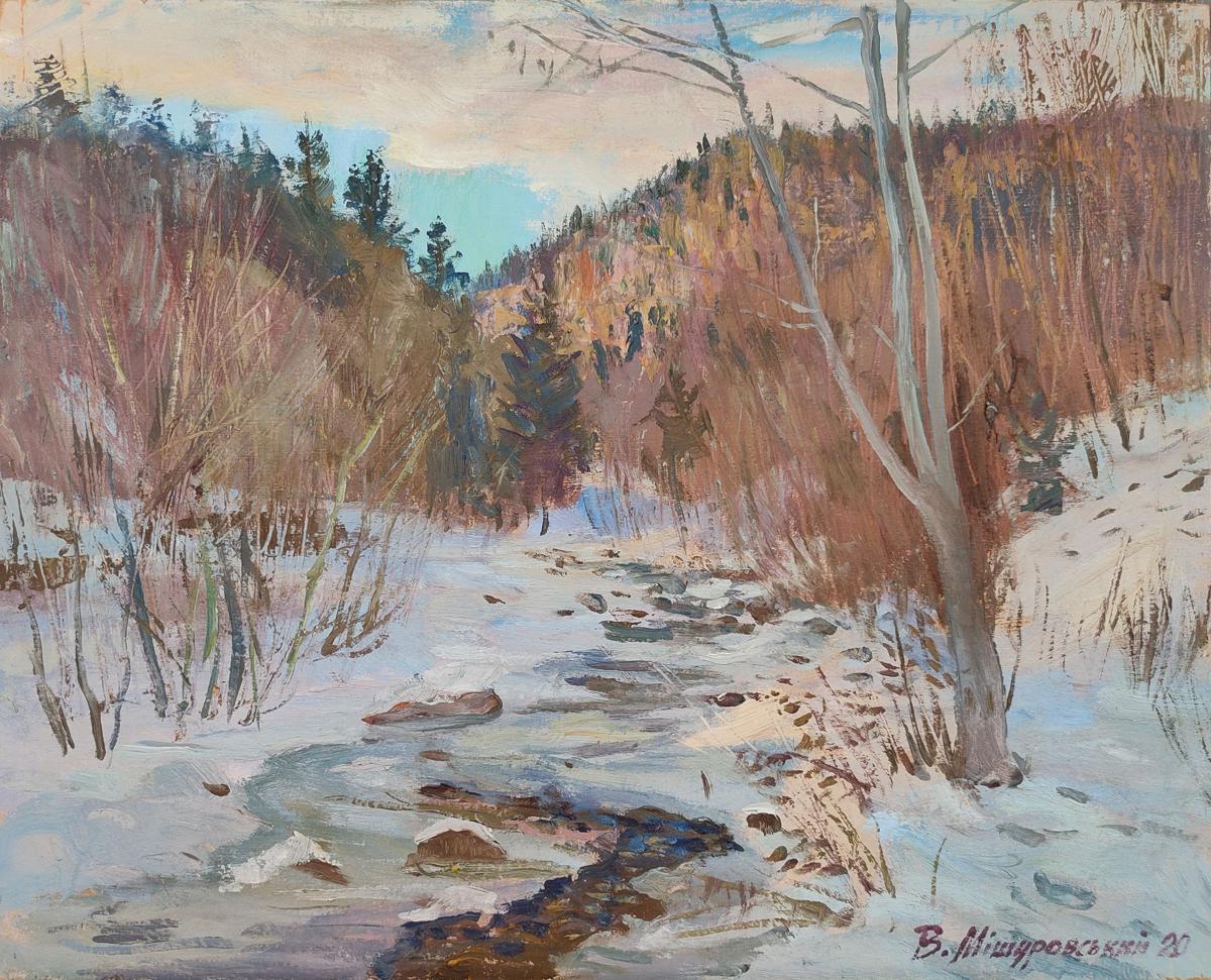 Oil painting Winter on the river Mishurovsky V. V.