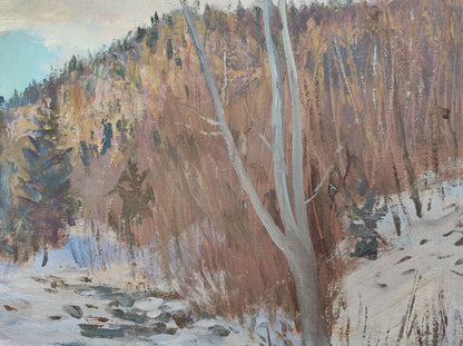Oil painting Winter river 