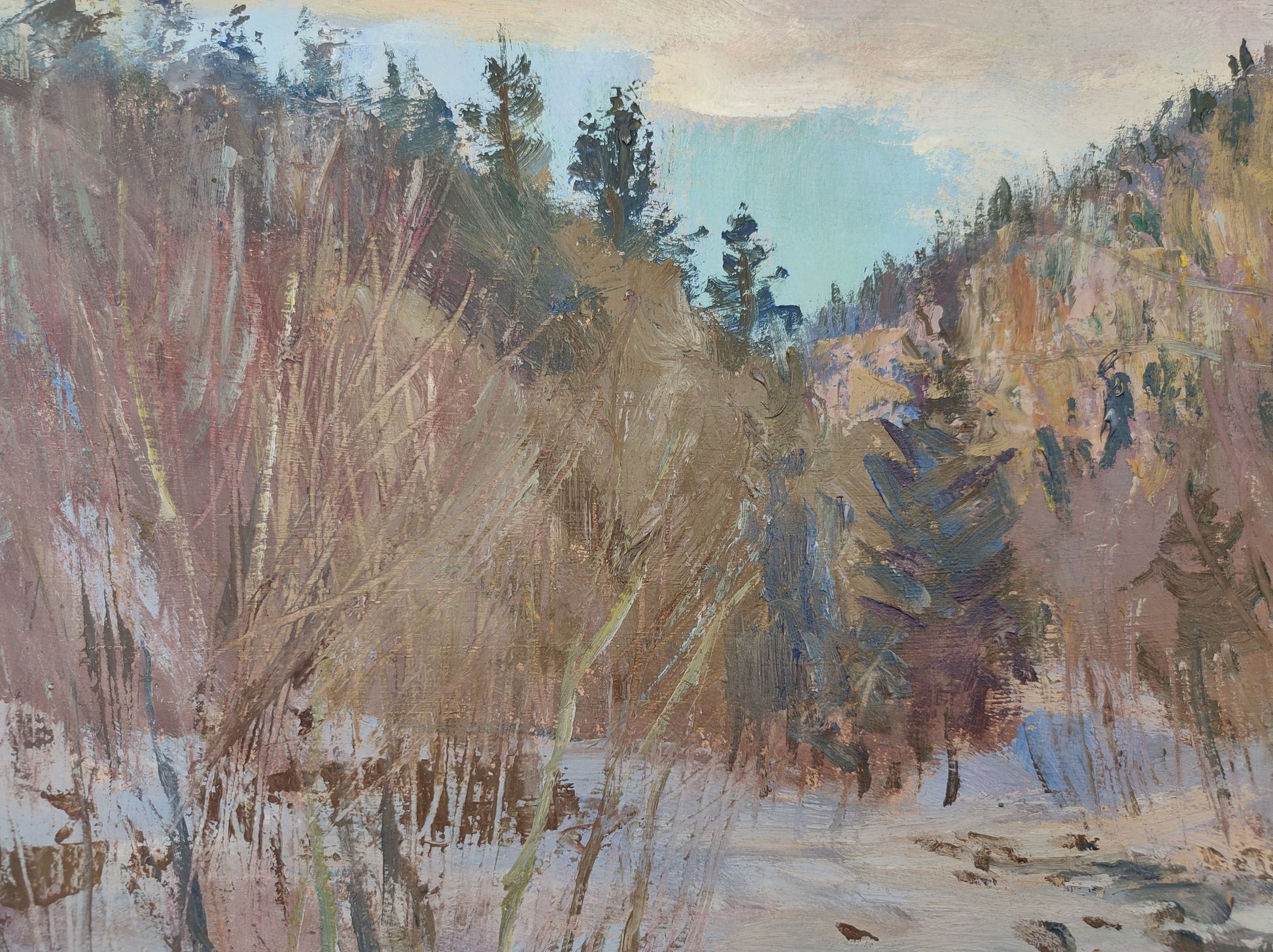 Oil Painting Winter Nature Landscape 