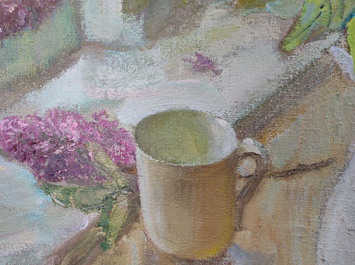 Oil painting cup of coffee 