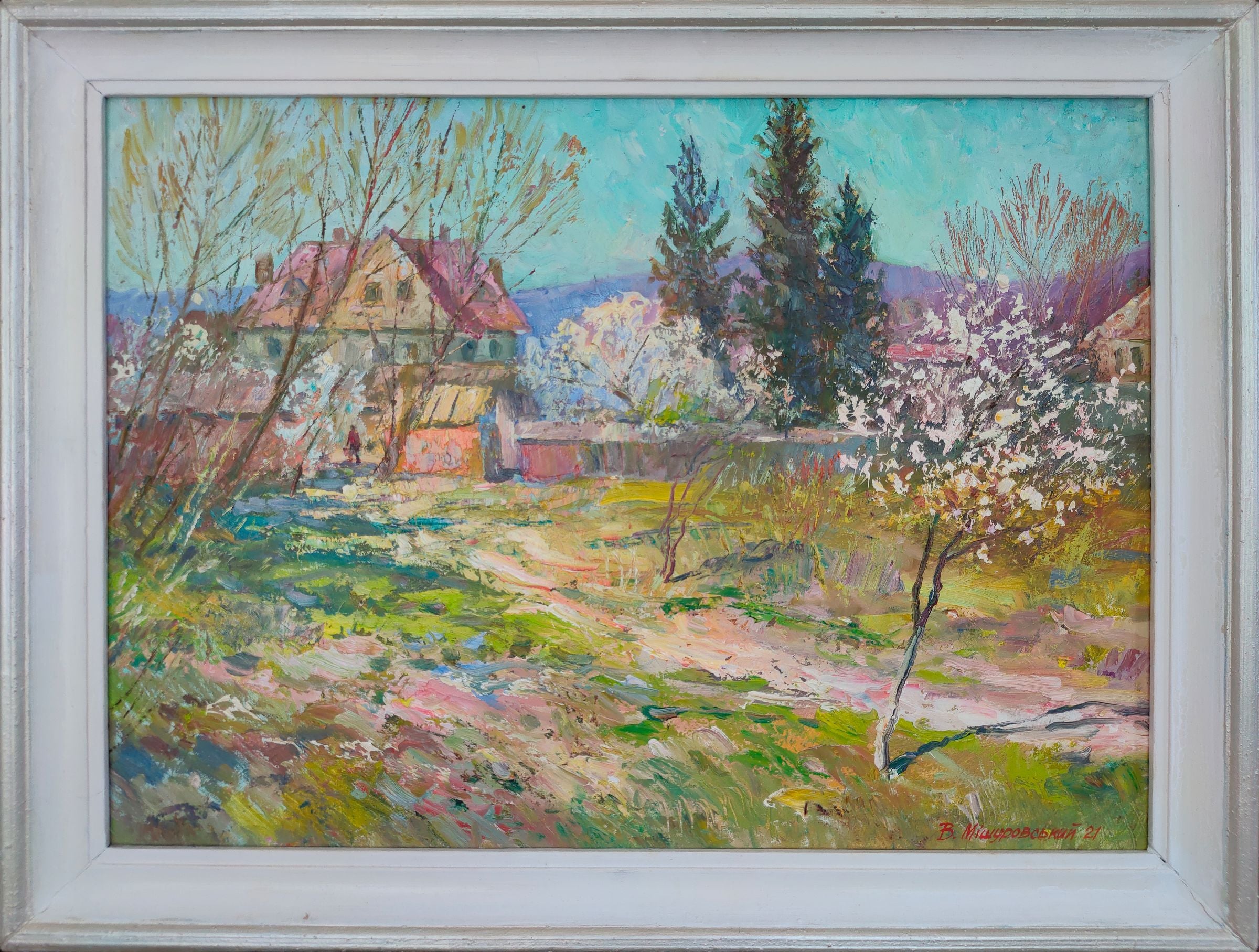 Oil painting April in the village Mishurovsky V. V.