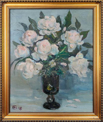 Oil painting White peonies Mishurovsky V. V.