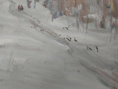 Oil painting by V. V. Mishurovsky capturing a winter road