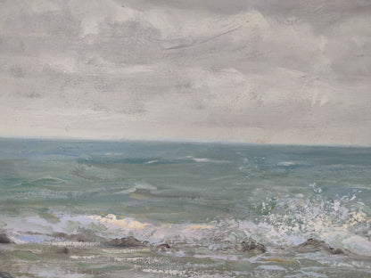 Coastal Bliss: Mishurovsky V. V.'s Oil Depiction of the Azure Sea Shore