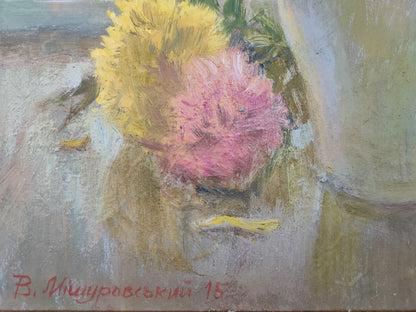 Sunshine on Chrysanthemums - an oil painting by Mishurovsky V. V