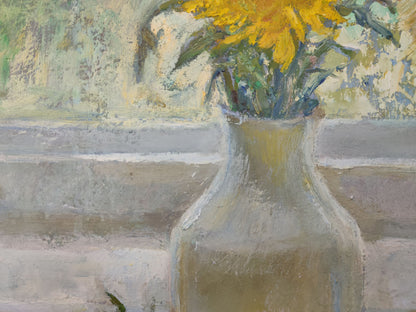 Mishurovsky V. V.'s oil masterpiece depicting "Bright Yellow Chrysanthemums"