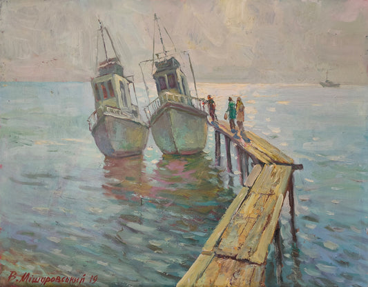 Oil painting On the pier Mishurovsky V. V.