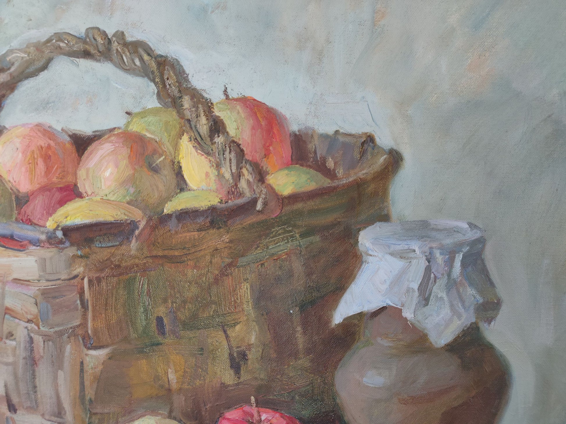 Oil painting Still life with apples 