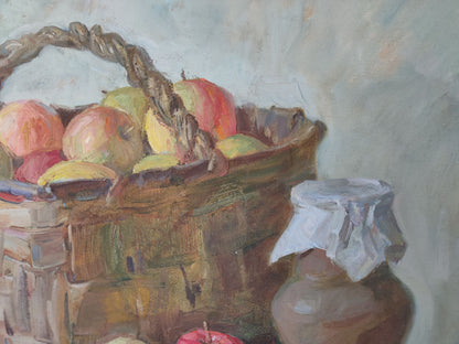 Oil painting Still life with apples 