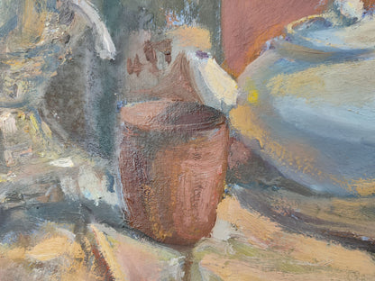 Oil painting Still life samovar 