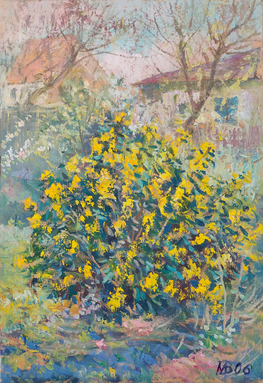 Oil painting April yard Mishurovsky V. V.