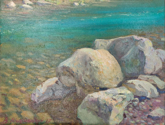 Oil painting Stones in the river Mishurovsky V. V.