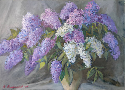 Oil painting Happiness in lilacs V. Mishurovsky