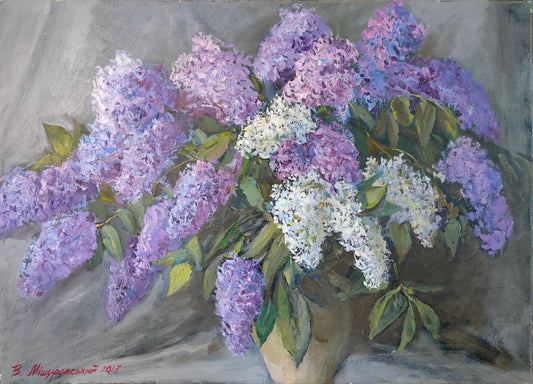 Oil painting Happiness in lilacs V. Mishurovsky