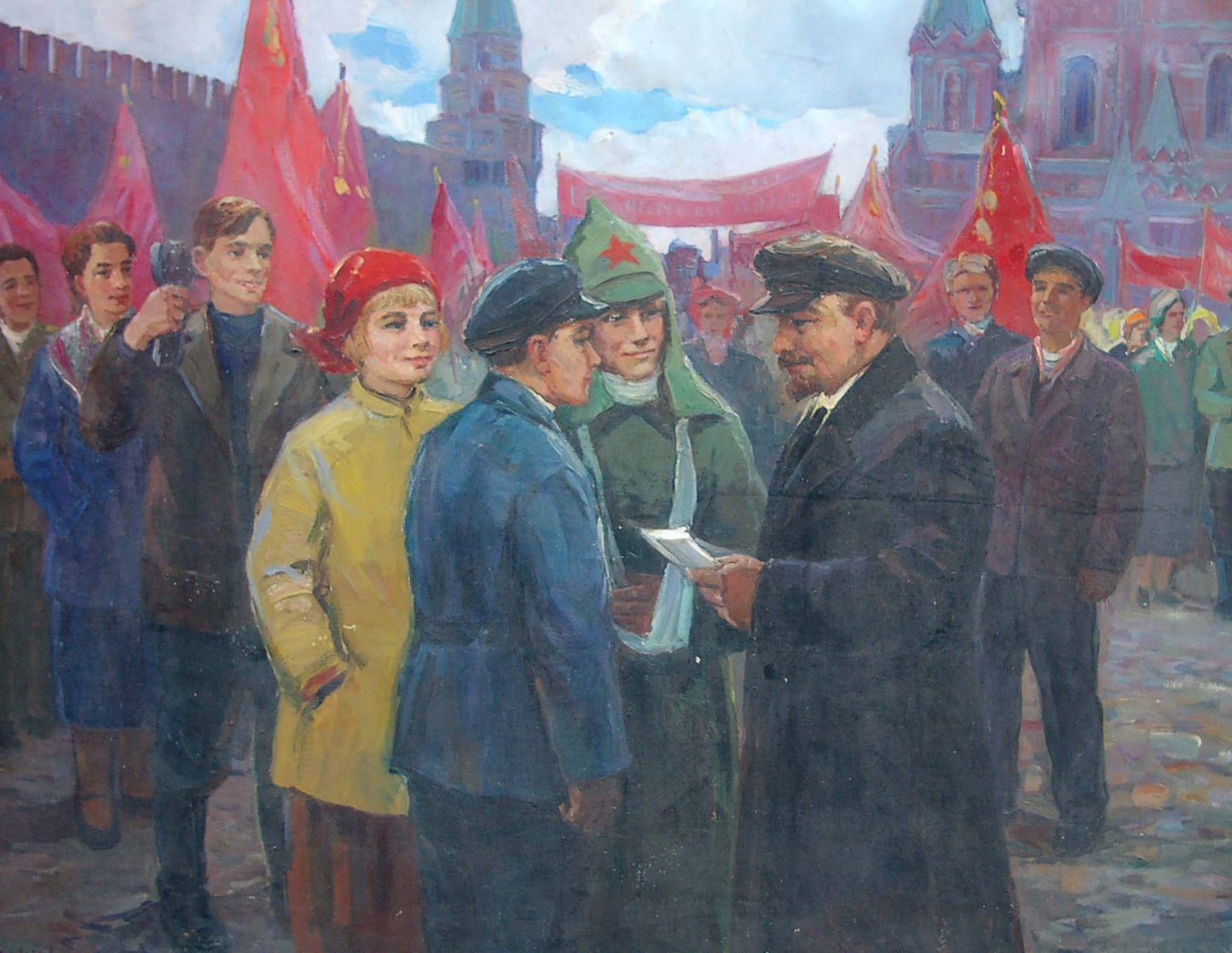 Oil painting Lenin with Komsomol members Tsvetkova V. P., Yarovoy S. K.