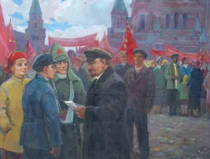 Oil painting Lenin with Komsomol members Tsvetkova V. P., Yarovoy S. K.