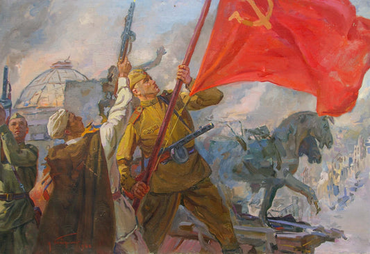 Oil painting Hoisting the banner over the Reichstag Bondarenko Nikolay Ignatievich