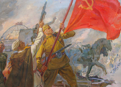 Oil painting Hoisting the banner over the Reichstag Bondarenko Nikolay Ignatievich