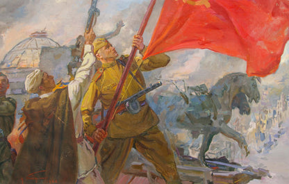 Oil painting Hoisting the banner over the Reichstag Bondarenko Nikolay Ignatievich