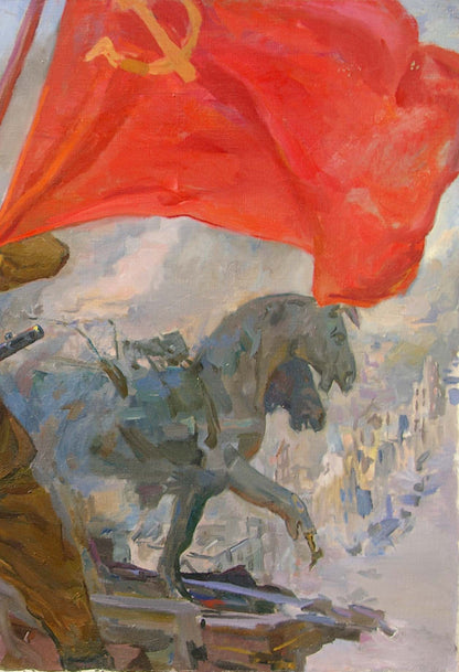 Oil painting Hoisting the banner over the Reichstag Bondarenko Nikolay Ignatievich