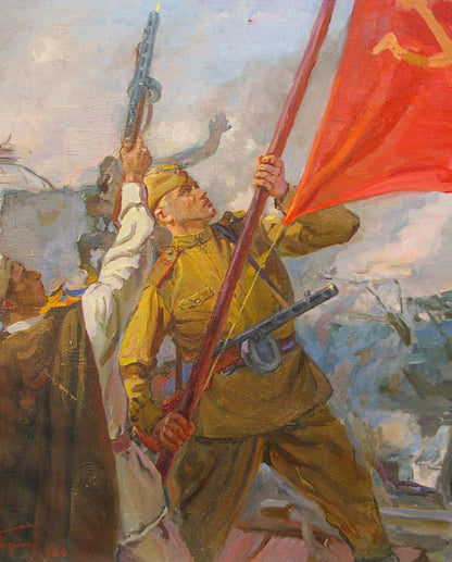 Oil painting Hoisting the banner over the Reichstag Bondarenko Nikolay Ignatievich