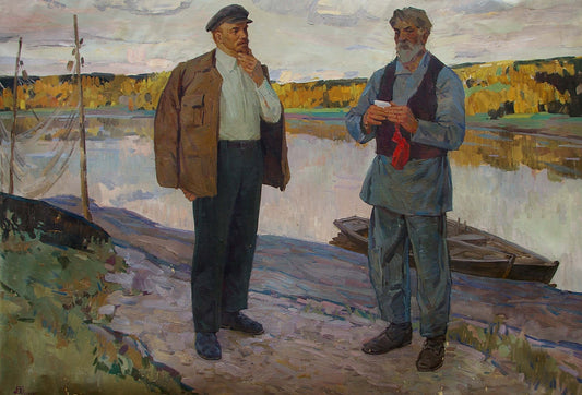 Oil painting Lenin with a fisherman Samoylenko Zoya Alexandrovna